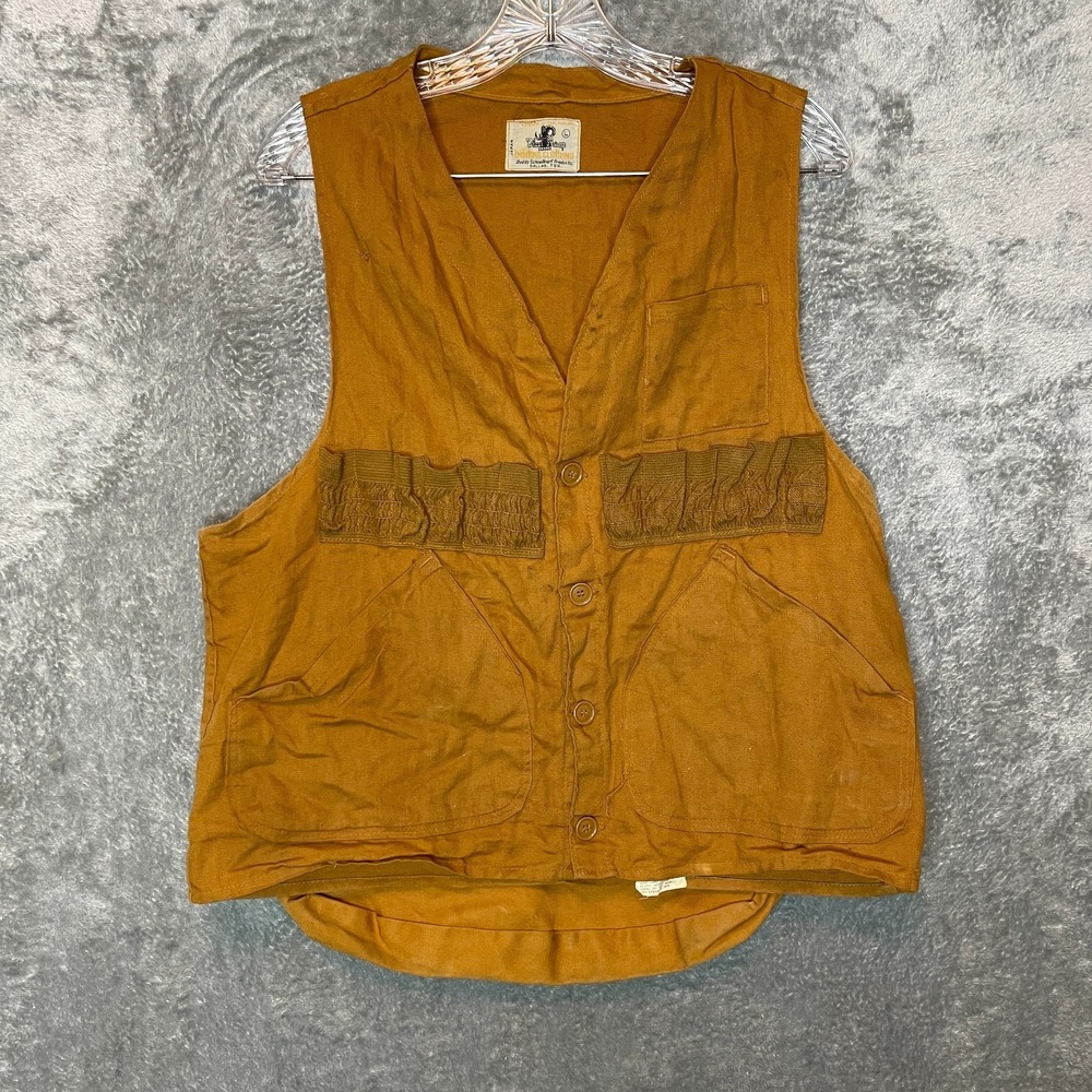 Vtg Black Sheep Men Duck Tan Cotton Hunting Game Pouch Vest Shooting Japan L
